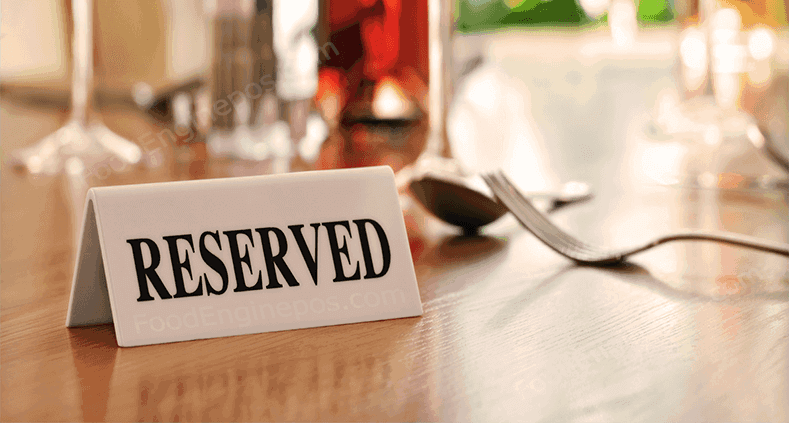 A restaurant table with a fork and a spoon showing reserved status